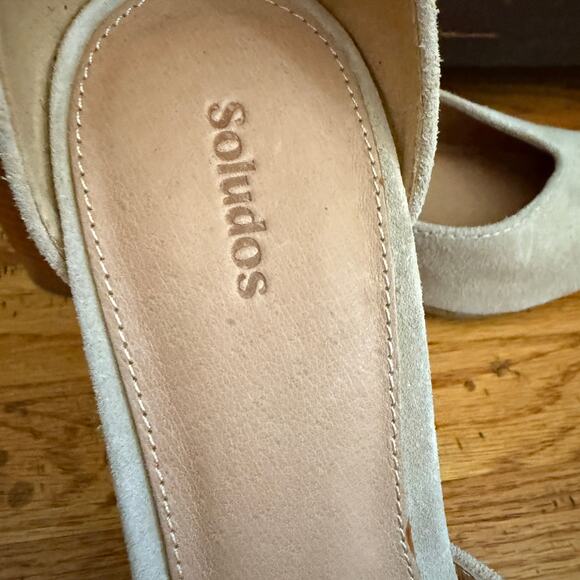 SOLUDOS | Suede Stack Heel Collette Heel - in Nude / Taupe | Size 9 - Picture 4 of 7